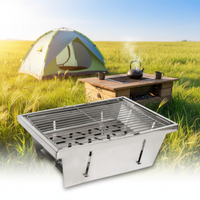 Table de barbecue pliante en acier inoxydable IGT pour camping, réchaud extérieur avec design intégré pour barbecue, cuisson du thé, pique-nique, jardin