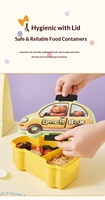 Nouvelle arrivée, boîte à lunch portable en plastique pour enfants, design mignon de dessin animé, double compartiment, capacité de 800 à 1000 ml, boîte résistante au micro-ondes