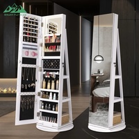 Miroir pivotant moderne avec armoire de rangement pour bijoux et éclairage LED pour ensemble de meubles de chambre