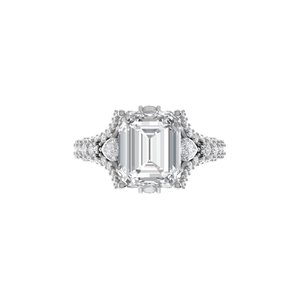<b>Emerald</b> & Pear Cut Lab Grown Diamond <b>Ring</b> 925 <b>Silver</b> 9kt, 14kt, 18kt Gold Diamond <b>Rings</b> for Women's Engagement <b>Ring</b> - Product Image 2