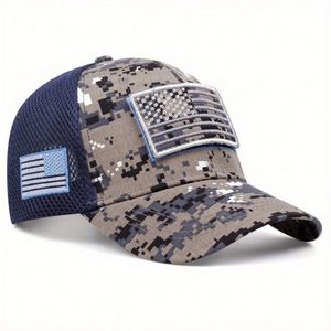 Casquette de baseball camouflage avec patch drapeau USA, casquette de sport en maille pour l'extérieur, personnalisable - Product Image 2