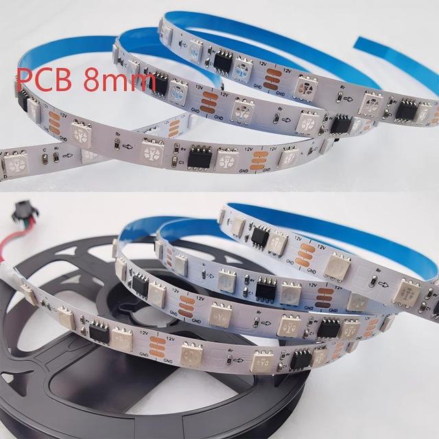 Dream Color 5050 RGB Ws2811 Addressable Led Strip Light DC12V 6mm 8mm 60LEDs/meter SPI for Project Decoration