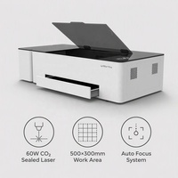 Graveur laser CO2 de bureau Genesis-C 60W 500x300mm, mise au point automatique, silencieux 60db, porte de sécurité, urgence, MDF/papier/cuir, DST/DXF
