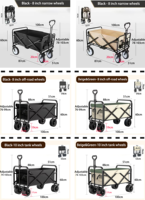 Chariot de camping tout-terrain pliable, robuste, imperméable, écologique, avec poignée réglable, outils industriels, capacité de charge de 150 kg