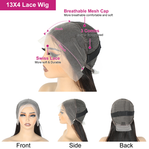 Venta al por mayor 13x4 brasileño onda del cuerpo peluca con malla <span class=keywords><strong>frontal</strong></span> para las mujeres transparente para Suiza para pelucas con encaje <span class=keywords><strong>frontal</strong></span> - Product Image 3