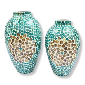 Vase de maison décoratif léger et écologique fait à la main grand carton Floral Capiz Shell Inlay Vase de table Lacquerworld - Product Image 1