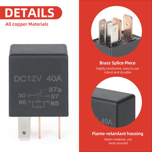 JD1213-5PIN SPDT 40Aリレー24V5ピン自動12Vリレー、難燃性プラスチックハウジングと真ちゅう製スプライスピース付き - Product Image 4
