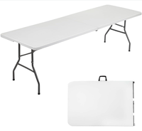 Table en plastique HDPE bon marché de 6 pieds 180cm pliée en deux pour les repas intérieurs et extérieurs