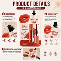 Sachets d'emballage miniatures personnalisés pour cosmétiques avec bec verseur, 3g, 5g, 5ml, 10ml, pour brillant à lèvres et rouge à lèvres en plastique