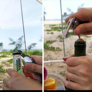 Tự làm lớp thép không gỉ có thể tháo rời muỗng nĩa dao COMBO Du Lịch đồ ăn cắm trại dao kéo Thiết lập mở chai Phong cách Trung Quốc - Product Image 5