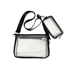 Bolsos cruzados de PVC transparente para mujer, bolso de hombro aprobado por estadio para hombre, monedero pequeño transparente con correa ajustable