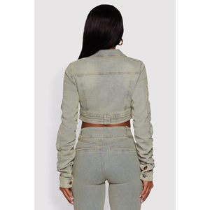 Conjunto de Mezclilla Personalizado para Mujer 2026, Jeans de Cintura Alta con Cierre, Estilo Vintage Desgastado, Tela de Algodón con Spandex, Atuendo Y2K - Product Image 3