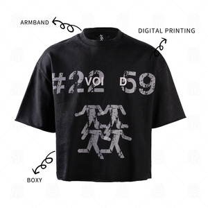 T-shirt Designer en Coton 100% pour Homme, Coupe Boxy, Surdimensionné, Coupe Courte, Impression Numérique et Distressed, Vente en Gros, Personnalisable, 260 Grammes - Product Image 2