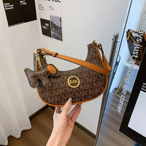 Sacs à bandoulière en cuir véritable de luxe pour femmes, vente chaude, motif de lettres, fermeture éclair tendance - Product Image 2