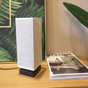 Lampe de table créative de style zen japonais et chinois, abat-jour en tissu, design carré, interrupteur à bouton, tension universelle pour salon - Product Image 2