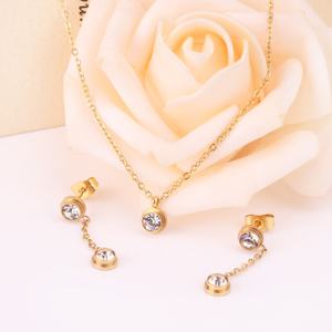 Hot Selling CZ Jewelry <b>Set</b> Wholesale Price Beautiful Design Gold Plated Crystal <b>Necklace</b> Earring <b>Set</b> With Zircon for Women - Product Image 1