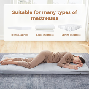 Tùy Chỉnh Màu Xám Polyester 3Inch Đôi Nệm <span class=keywords><strong>Topper</strong></span> Duy Nhất Bìa Bộ Nhớ Bọt Nệm Cao Su Bìa Với Dây Kéo - Product Image 4