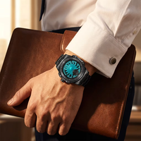 Montre mécanique automatique de luxe, boîtier en acier inoxydable, bracelet en cuir, plongeur SN8026