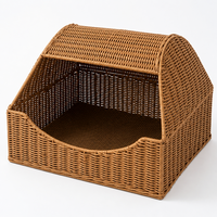 Lit pour chat en rotin PE YAOYUE, style tiroir tissé avec cadre en fer - Maison pour chat respirante et durable, 2 tailles