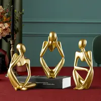 Masaüstü dekor el yapımı el sanatları heykel Modern sanat altın heykel heykeli düşünür heykeli reçine heykelcik ofis ev dekorasyon
