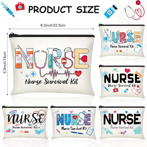 Cute Medical Nursing Student Graduation Gift Makeup <b>Toiletry</b> Pouch Custom Printed Nurse Survival Kit Canvas Cosmetic <b>Bag</b> - Product Image 1