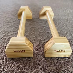 Poignée en bambou en bois massif Parallettes Parallels Dip Set Push Ups Barras Board Stand Body Fitness Balance pour la gymnastique à domicile - Product Image 1