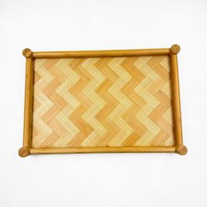 ถาดไม้ไผ่สานทรงสี่เหลี่ยม 40x27x5 ซม. ลายก้างปลา สำหรับใช้ในบ้าน - Product Image 2