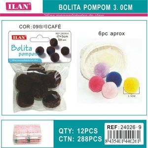 Pompon Ilan Bolita 3,0 cm couleur café, fournitures d'artisanat - Product Image 1