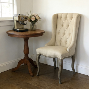 French Modern Solid Oak/Birch Wood Corner <strong>Dining</strong> <strong>Chair</strong> <strong>Velvet</strong>/Linen/Genuine Leather Upholstery Various Colors for Hotel Home Use - Product Image 4