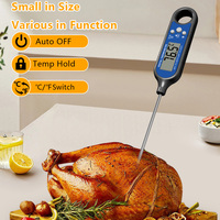 Termometer Daging Digital Bacaan Instan Termometer Dapur Oven dengan Layar Putar dan Fungsi Kalibrasi Warna Hitam