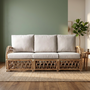 Modern Luxury Three Seat <b>Corner</b> Sofa with Woven <b>Rattan</b> Sturdy Natural Brown Design for Hotel and Home Use Vietnam Origin - Product Image 3