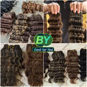 Unprocessed Vietnamese Virgin Cuticle Intact Hair Bundle Vendors Bulk Double Drawn Weft Raw Indian Temple Human Hair Extensions