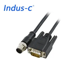 DB9 9 pin male straight to M12 8 pin right angle cable for canbus