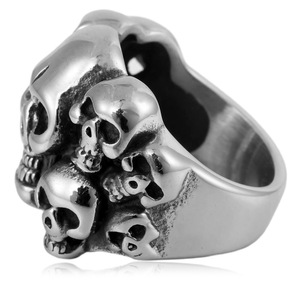 yunnique Men's <b>Titanium</b> Steel Skull <b>Ring</b> Geometric Skeleton Design Punk Style Jewelry Gift - Product Image 4