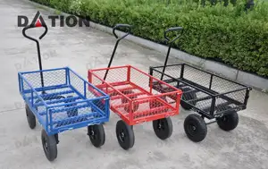 Home Garden Hand Trolley 4 Wheel Platform Tool Cart Heavy Duty Utility Yard Garden Camping Wagon Cart