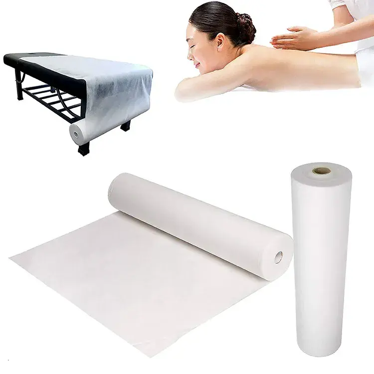 Draps de lit non tissés jetables Rouleau de lit Drap de table de massage pour spa Couvre-lit jetable cosmétique imperméable rose bleu