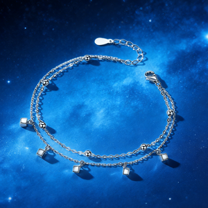 Gran oferta, venta al por mayor, pulsera de cubo geométrico de Plata de Ley 925, pulsera elegante de joyería fina para regalos de mujer - Product Image 1