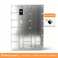 Archivador Moderno de Acero Inoxidable de Dieciocho Puertas con Cerradura de Código, Diseño Independiente para Oficina/Almacén, Duradero y Ahorra Espacio