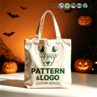 Bolsas de Tela de Algodón Personalizadas con Logotipo para Halloween, Bolsas de Compras Reutilizables al por Mayor con Diseño de Calabaza y Fantasma para el Día de los Dulces