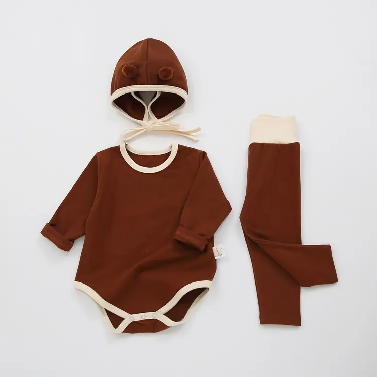 Комплект детской одежды для маленьких девочек, домашняя одежда, осенняя одежда для новорожденных мальчиков, комбинезоны + брюки + шапка, наряды, Пижамный костюм для малышей