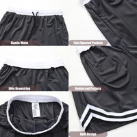 Shorts de basketball pour hommes en gros, shorts de sport 100 % polyester respirants et à séchage rapide avec poches pour la gym et le fitness