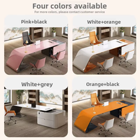 Bureau de direction contemporain incurvé avec armoire, table de bureau de luxe moderne peinte pour bureau de PDG