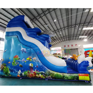 Tobogán inflable comercial para niños, castillo hinchable con forma de tiburón para fiestas al aire libre. - Product Image 4