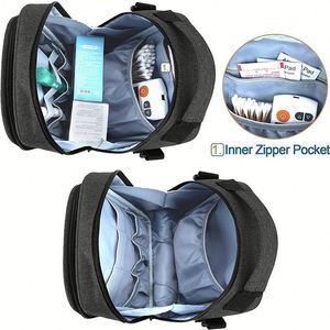 Sac de rangement isotherme médical en polyester avec fermeture éclair pour fournitures diabétiques et 15 compartiments, grand sac de voyage - Product Image 3