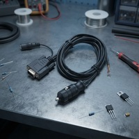 Kabel Combo Daya 12V dengan Colokan Pemantik Rokok, Klip Pegas Ganda, Konektor DB9 Betina, Sekrup Knurled, dan Jack DC Barrel