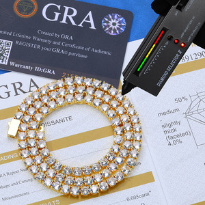 GRA Moissanite <b>Statement</b> <b>Necklace</b> Round Brilliant Cut 24K Gold Plated Prong Setting Women's Luxury Jewelry GRA Certificate - Product Image 1