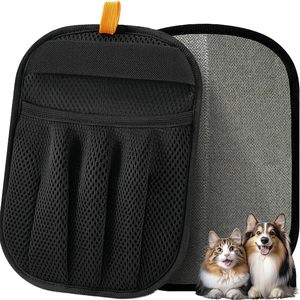 Gants de retrait des poils d'animaux, noirs, réutilisables, pour chats et chiens, avec design de surface incurvée - Product Image 1