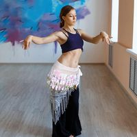 Falda de danza del vientre Bufanda de cadera con monedas de oro Falda envolvente de danza del vientre Cinturón Faja de moneda