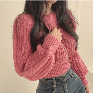 Pull en tricot doux pour femme, col rond oversize, manches longues, mode automne-hiver, coupe ample - Product Image 2