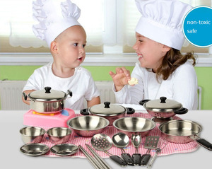 Vaisselle en acier inoxydable drôle pour enfants ensemble de jouets pour enfants modèle d'ustensiles de cuisine cuisine enfants jouent à la maison ustensiles de cuisine de simulation en acier - Product Image 6